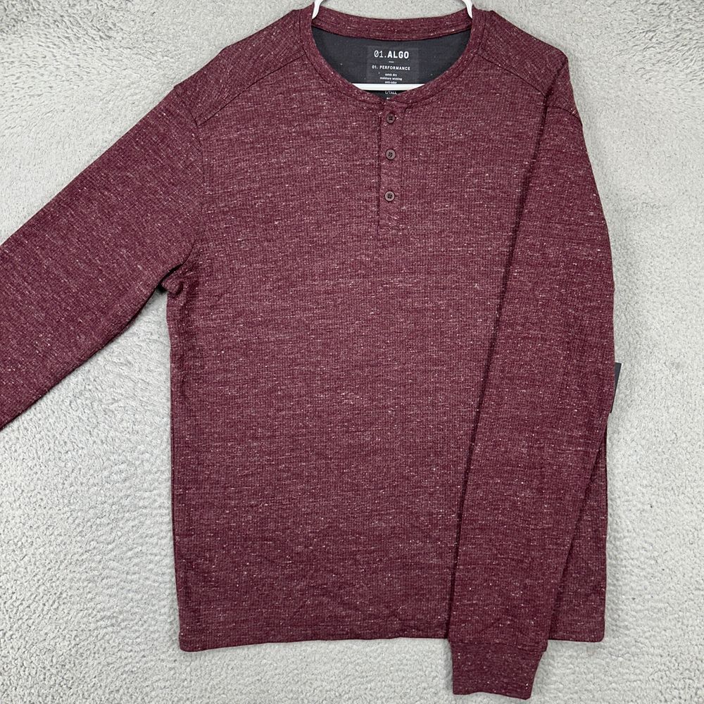 Algo Performance Henley Sweater Adult Large Tall Maroon Pullover Knit Mens NEW‎